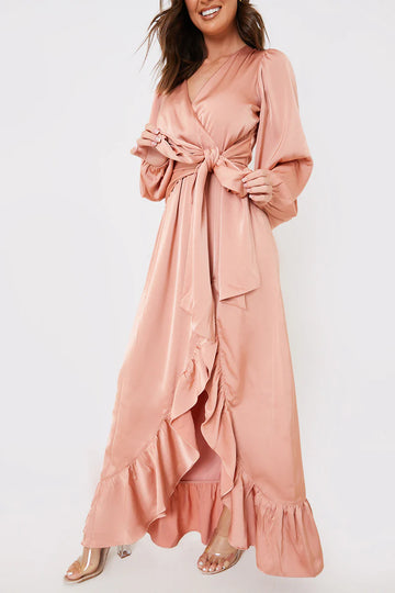 Satin Balloon Sleeve Maxi Dress